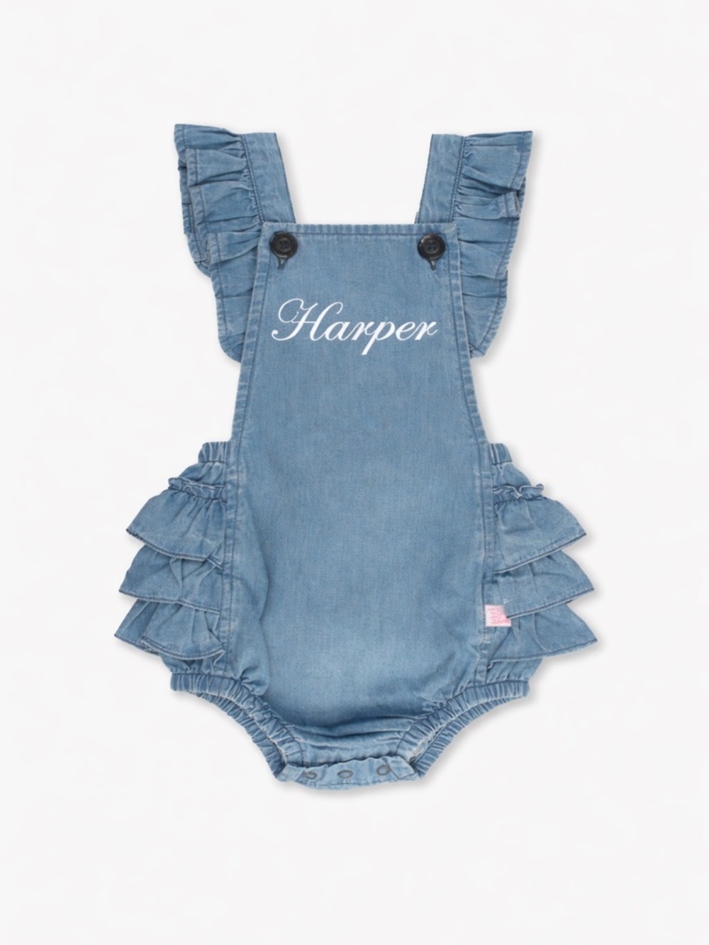 Ruffle Butts Denim Ruffle Overalls - Light Blue